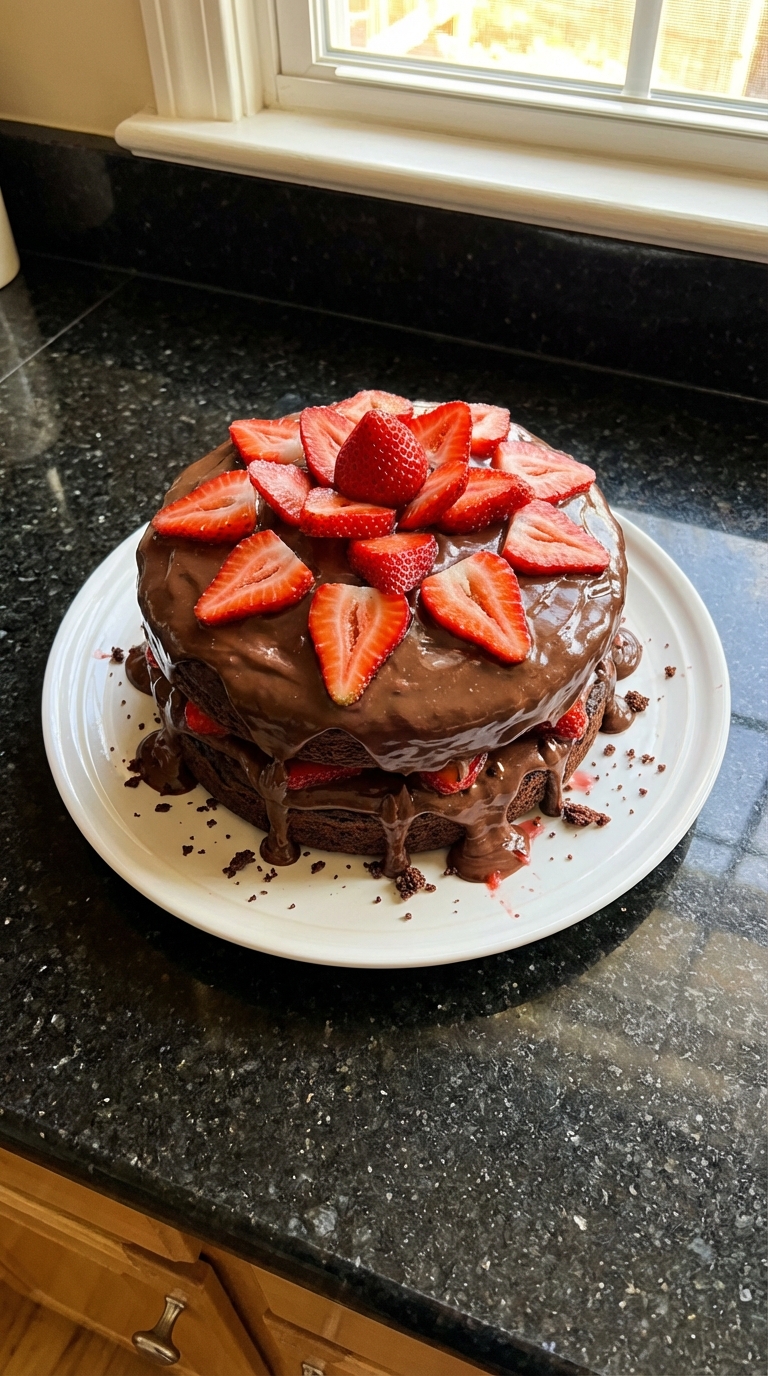 Decadent Chocolate Strawberry Cake