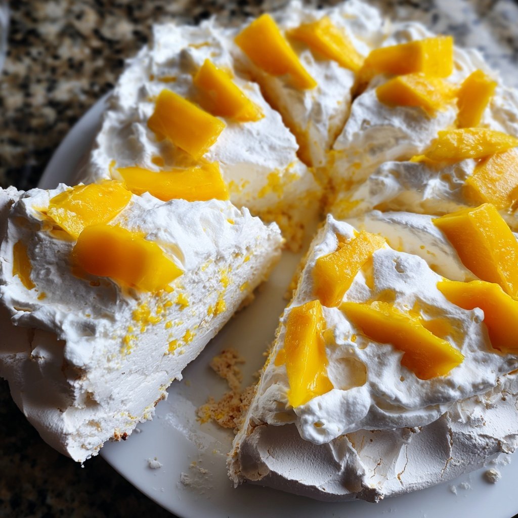 Mango Pavlova with Whipped Cream
