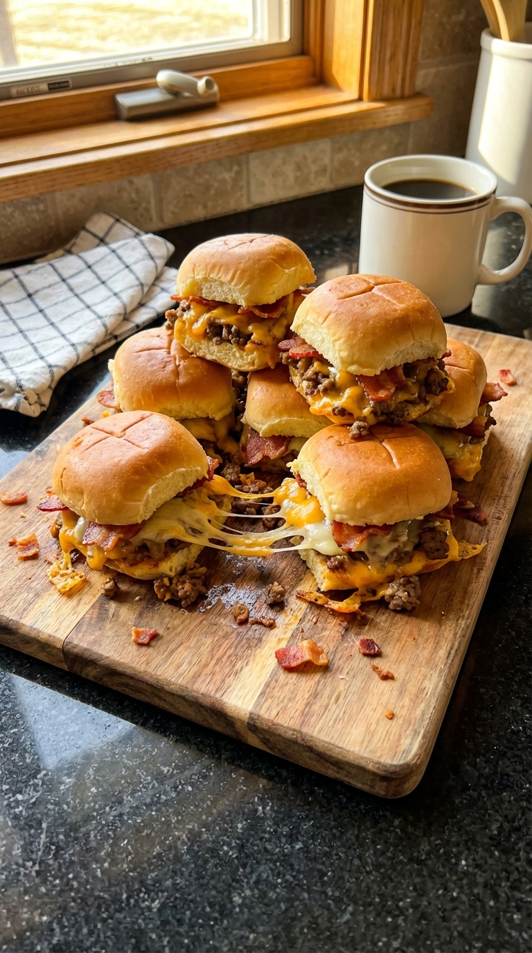 Beefy Cheesy Breakfast Sliders