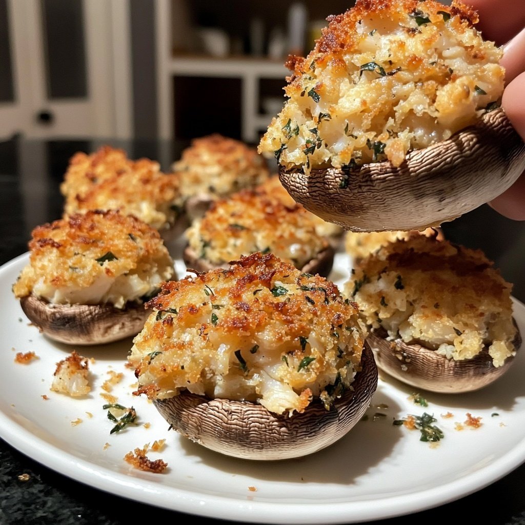 Crab Cake Stuffed Mushrooms