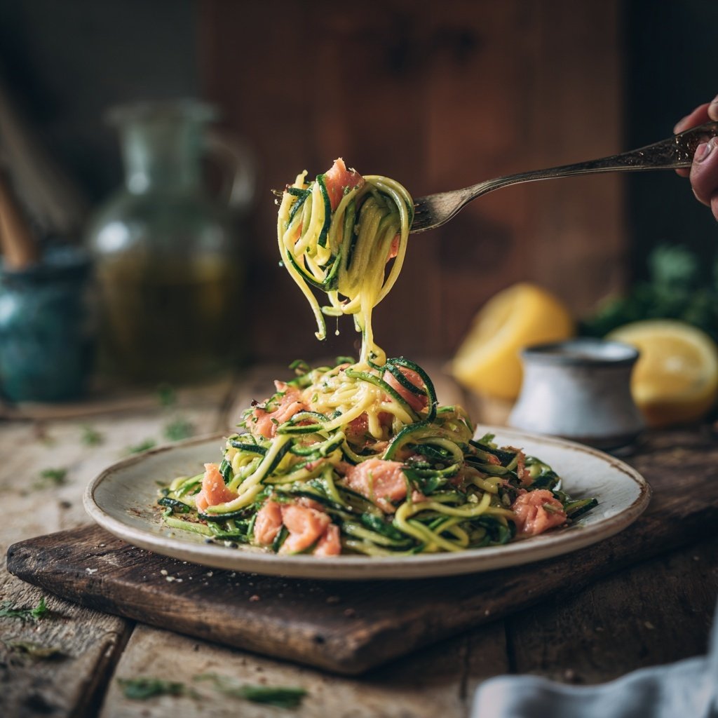 Zucchini Noodles with Salmon