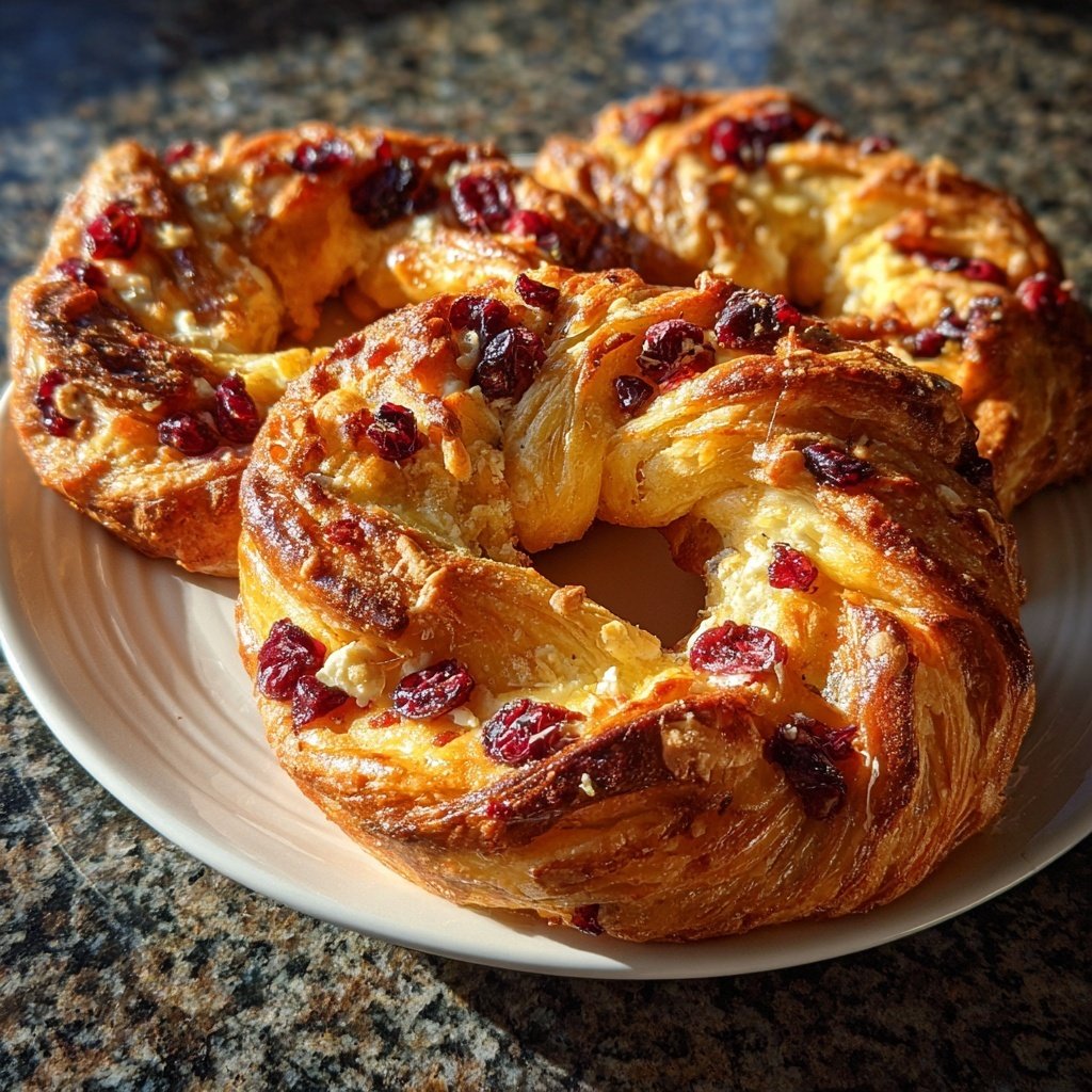 Cranberry Feta Puff Pastry Wreaths