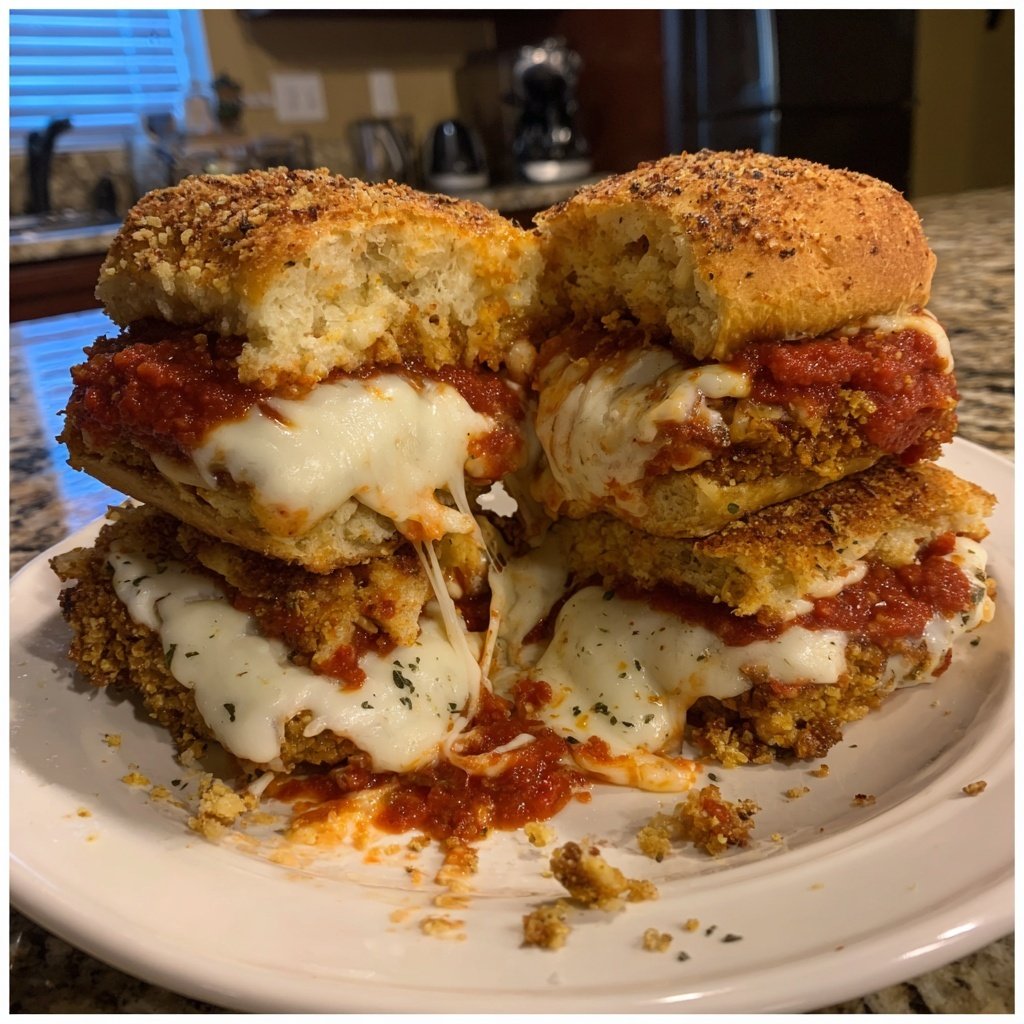 Crispy Chicken Parmesan Slider Stack