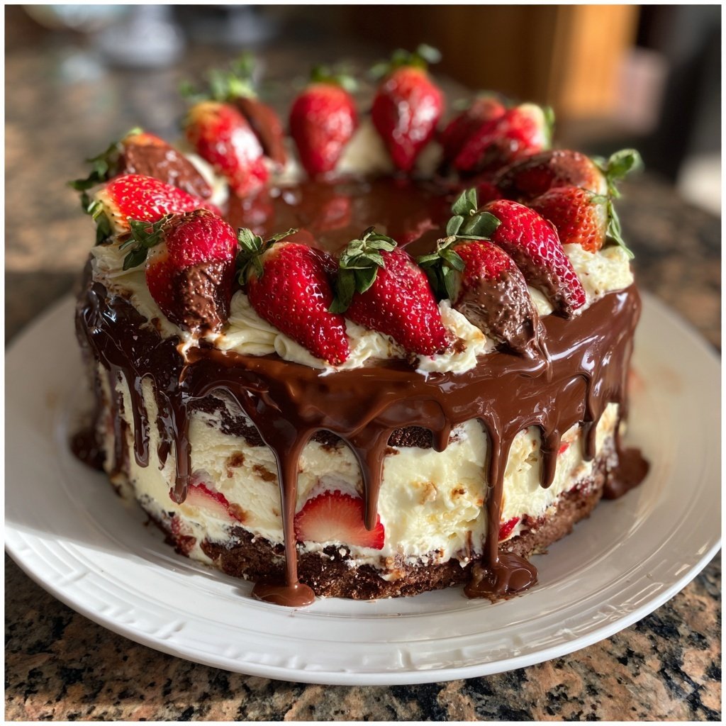 Milk Chocolate Strawberry Delight Cake