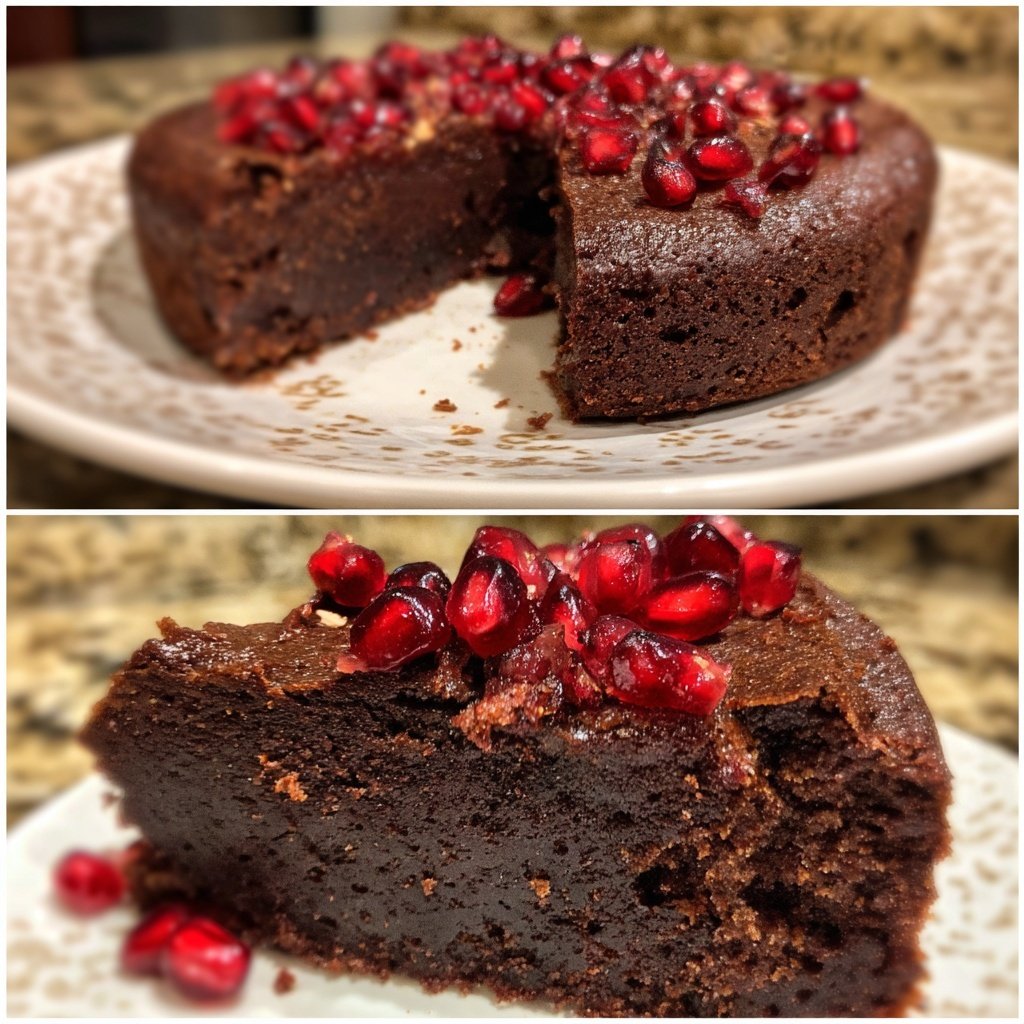 Dark Chocolate Cake Chili Pomegranate