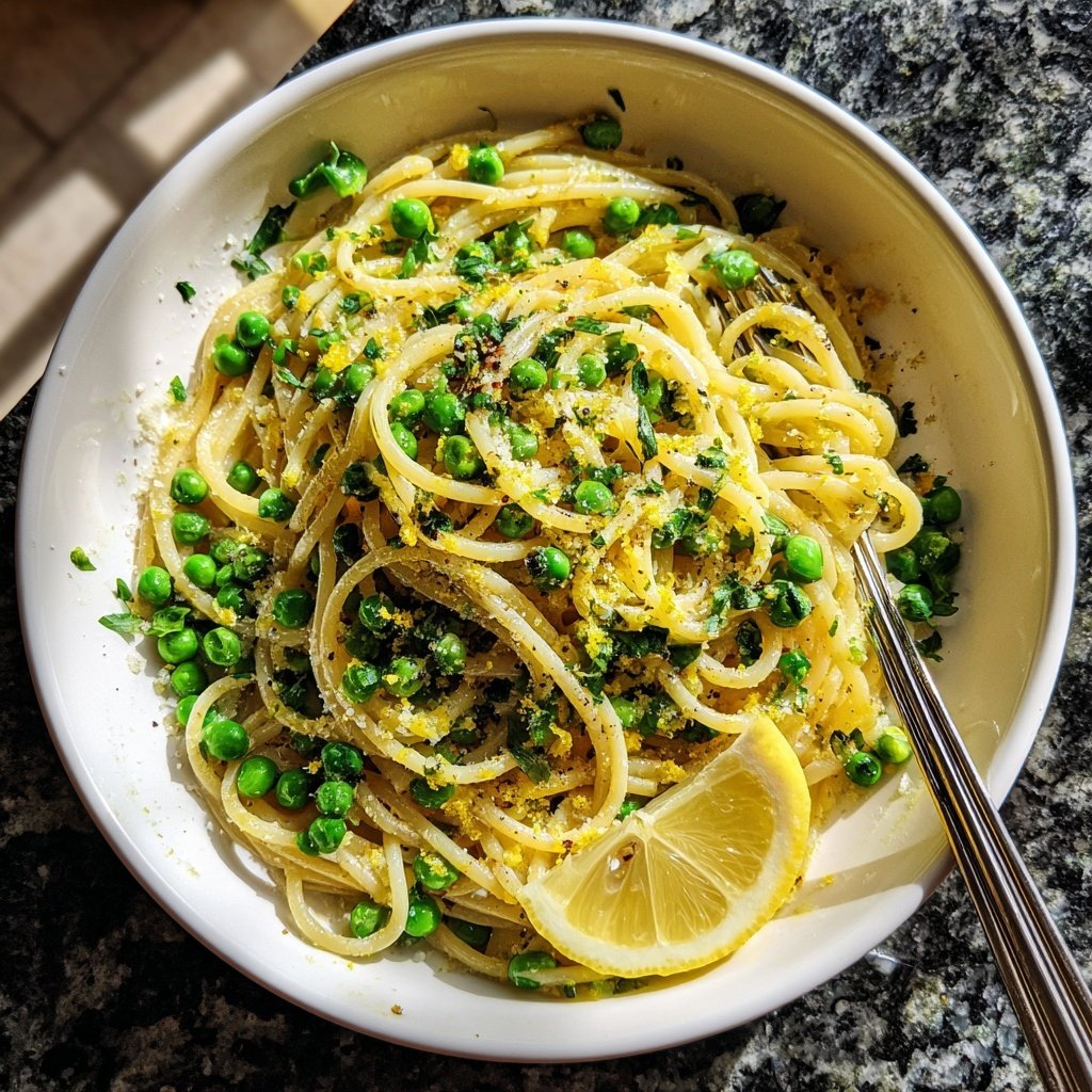 Garlic Lemon Pasta with Peas
