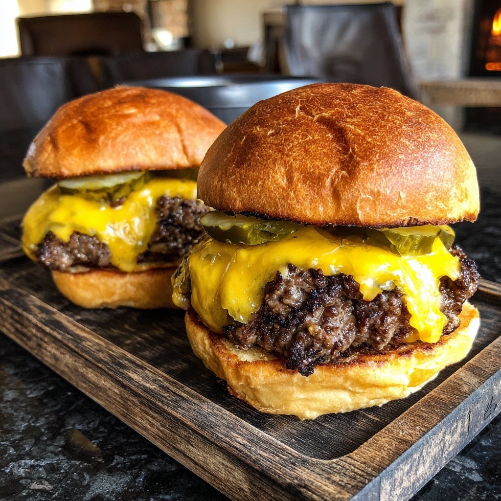 Mini Cheeseburger Sliders with Pickles