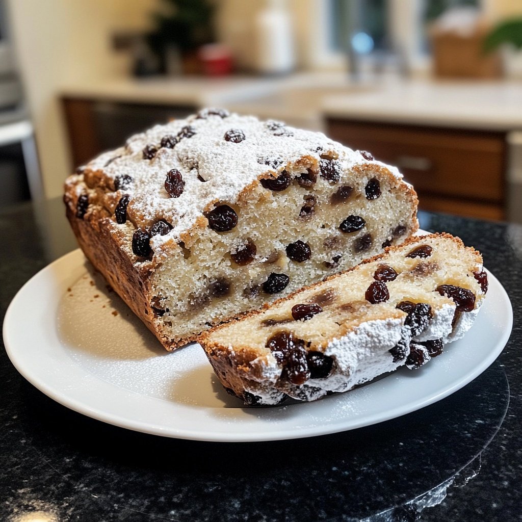 Traditional German Christmas Stollen with Rum-Soaked Raisins