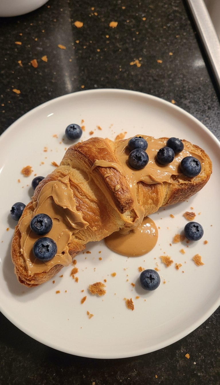 Peanut Butter Blueberry Croissant Toast