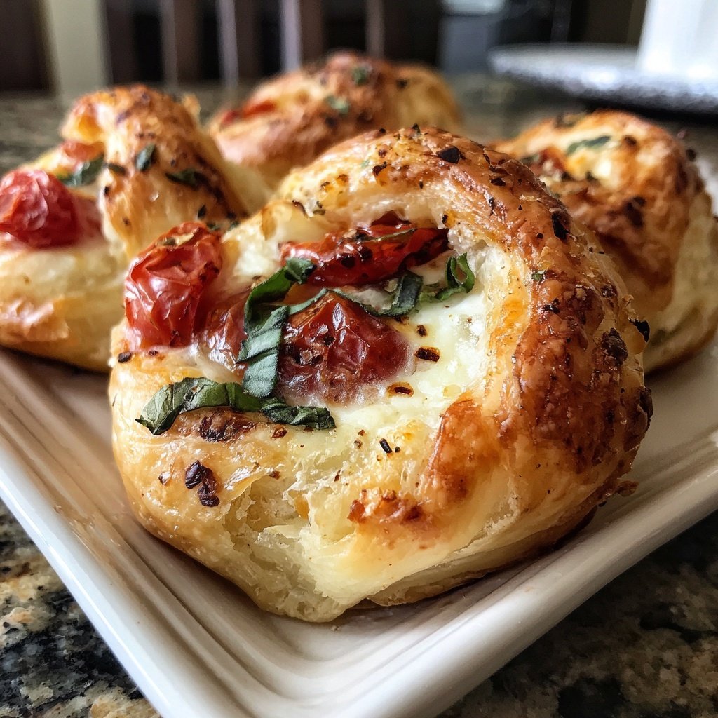 Baked Caprese Bites Puff Pastry