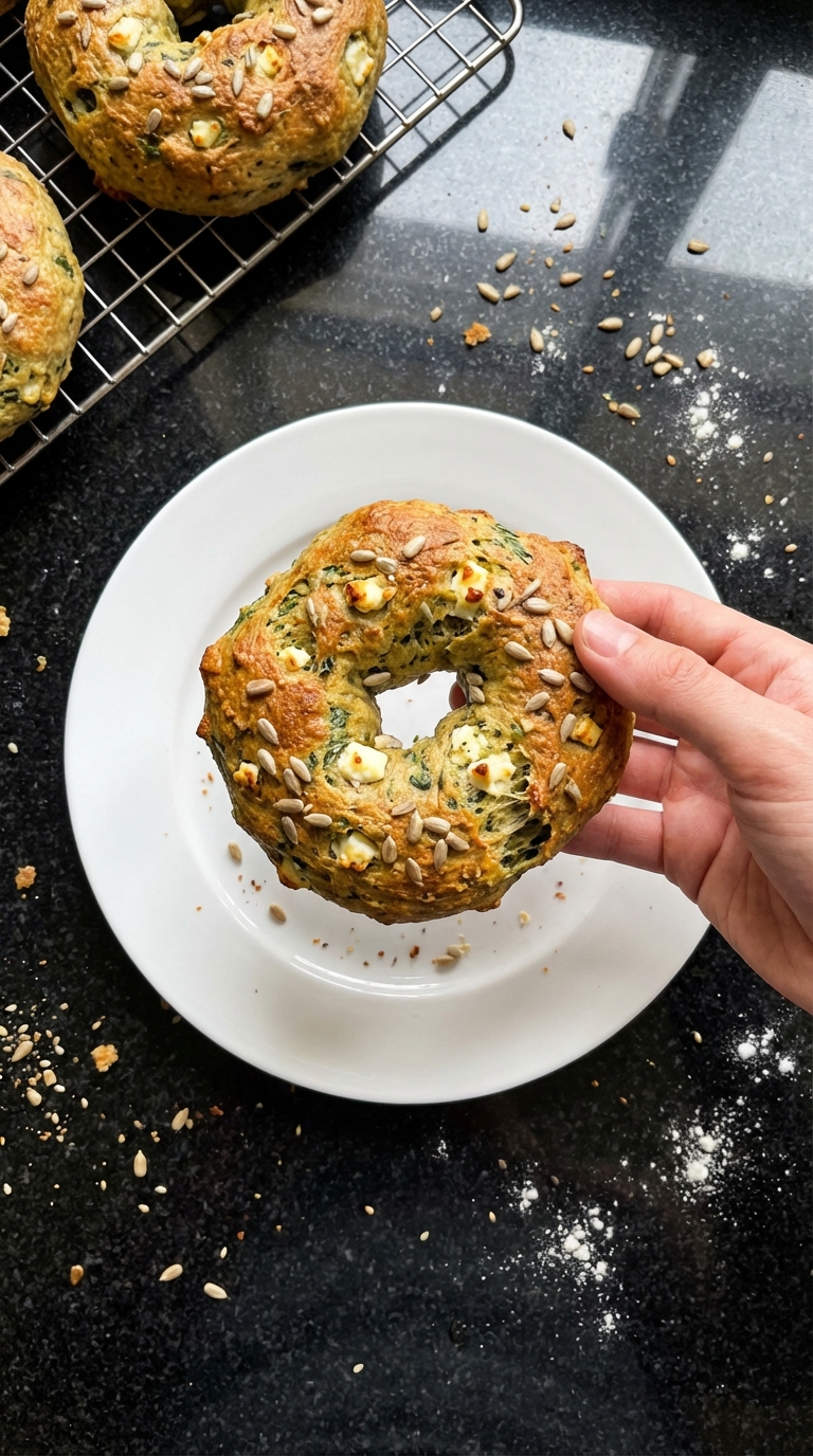 Savory Spinach Protein Bagels