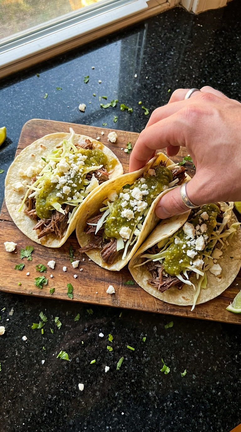Salsa Verde Beef Tacos